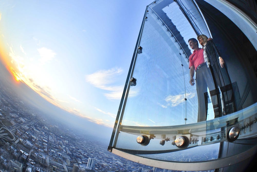 Couple on The Ledge at Skydeck